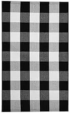 KOZYFLY Buffalo Plaid Area Rug 5 x 7 Ft Black and White Checkered Rug Washable Outdoor Patio Rugs Cotton Rugs for Living Room Carpet for Dining Room Bedroom Farmhouse Rug