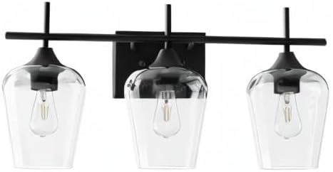 VONLUCE Bathroom Vanity Light, 3 Light Bathroom Light Fixture Over Mirror, Bathroom Wall Lamp with Clear Glass, Modern Black Vanity Lighting fixtures for Bathroom, Bedroom, Hallway