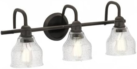 Kichler Avery 24" Vanity Bath Light in Olde Bronze®, Vintage 3-Light Bathroom Wall Mount Fixtured with Clear Seeded Glass, (24" W x 9.25" H), 45973OZ