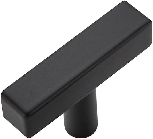 1 Pack Black Cabinet Knobs - Sqaure Bar Cabinet Pulls Matte Black Knobs for Kitchen Drawer Stainless Steel Dresser Pulls for Kitchen Hardware 2in Length Single Hole
