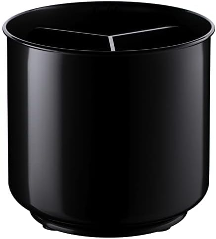 Extra Large Sturdy Rotating Black Utensil Holder Caddy with No-Tip Weighted Base, and Gripped Insert - Rust Proof and Dishwasher Safe Kitchen Utensils Holder