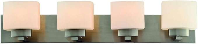 Design House 578013 Dove Creek Vanity Light Dimmable with Frosted Glass for Above Bathroom Mirror, Satin Nickel, 4-Light
