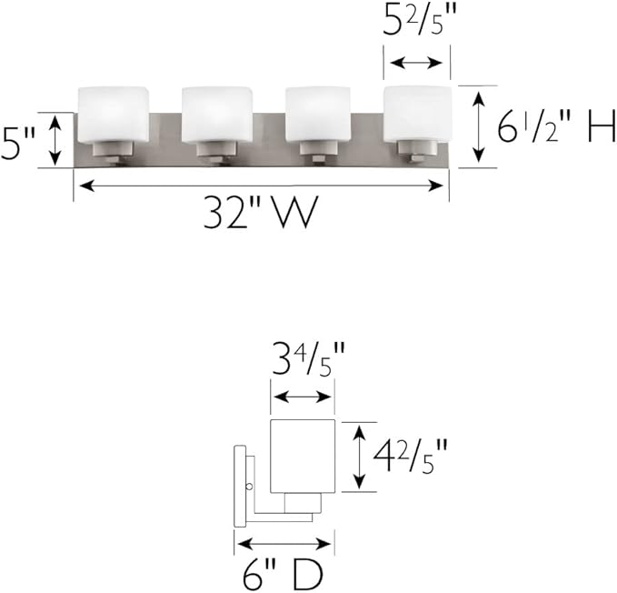 Design House 578013 Dove Creek Vanity Light Dimmable with Frosted Glass for Above Bathroom Mirror, Satin Nickel, 4-Light