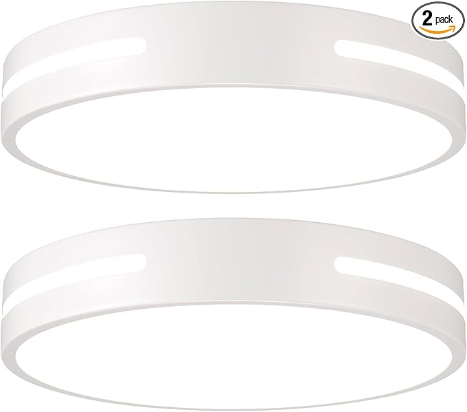 LED Ceiling Light Flush Mount 24W, White Bedroom Light Fixture Ceiling Mount Dimmable 2 Pack, 12 inch Close to Ceiling Light Fixture 5CCT for Kitchen, Bathroom, Living Room