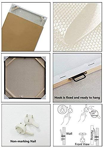 AWLXPHY Decor Abstract Canvas Wall Art Blue Black Framed Painting for Living Room Decor Modern Simple Circle Line HD Print Artworks Giclee 5 Pieces (Teal, W40 x H20)