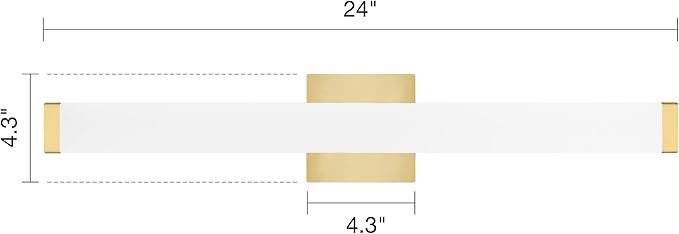 Bathroom Vanity Light Brushed Nickel Square LED 24 inch 14W 4000K Natural White Light Wall Bar Lighting Fixtures Over Mirror (Metal Brass, 24in)