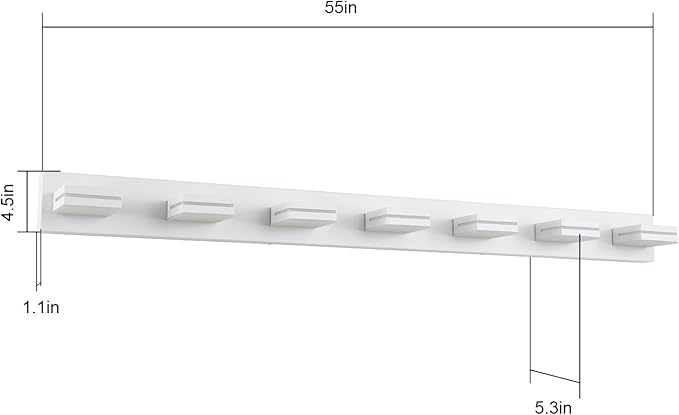 SineRise LED Modern Bathroom Vanity Light Fixtures (7-Light, 55-Inch), Matte White Modern Acrylic Bathroom Wall Lighting Fixtures Over Mirror (Cool White 6000K)