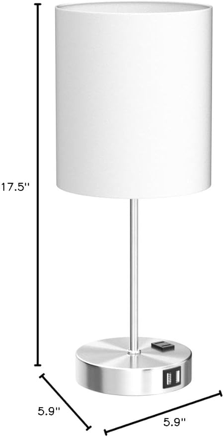 ๐ฎ๐ฌ๐ฎ๐ฏ ๐ก๐๐ช Set of 2 Touch White Table Lamps with 2 USB Ports & AC Outlet, 3-Way Dimmable Bedside Nightstand Lamps for Bedroom Living Room Nursery , 800 Lumens 5000K Daylight Bulbs Included
