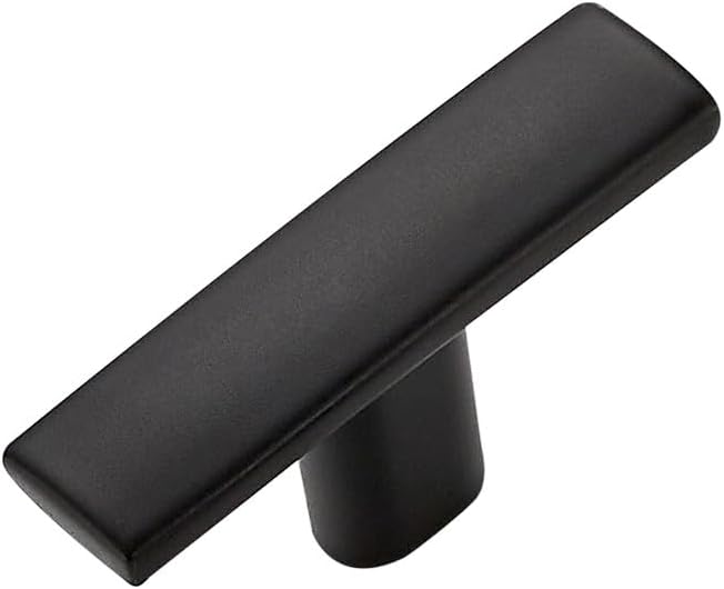 1 Pack Black Cabinet Knobs - Curved Cabinet Pulls Matte Black Knobs for Kitchen Drawer Solid Dresser Hardware 1-3/4 Inch Length Single Hole