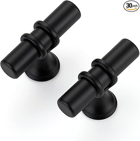 30 Pack Matte Black Cabinet Knobs - Kitchen Cabinet Knobs Cabinet Pulls for Kitchen Cabinet Drawer Stainless Steel Dresser Knobs for Cabinet Hardware 2in Length Single Hole
