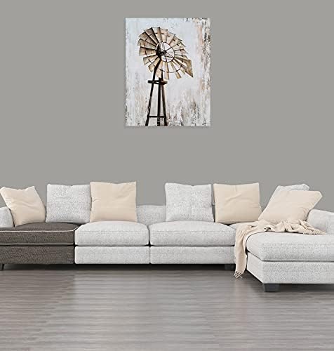 Yihui Arts Rustic Canvas Wall Decor with Textured Modern Vintage Paintings Abstract Windmill Art Contemporary Large Aesthetic Pictures for Farmhouse Living Room Bedroom Dinning Home Decor