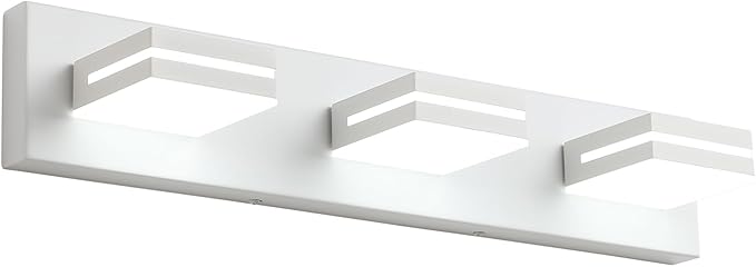 SineRise LED Modern Bathroom Vanity Light Fixtures (3-Light, 24-Inch, Dimmable), Matte White Modern Acrylic Bathroom Wall Lighting Fixtures Over Mirror (Cool White 6000K)