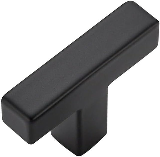 1 Pack Matte Black Cabinet Knobs - Kitchen Cabinet Knobs Black Cabinet Pulls for Kitchen Cabinet Drawer Stainless Steel Dresser Knobs for Cabinet Hardware 2in Length Single Hole Square