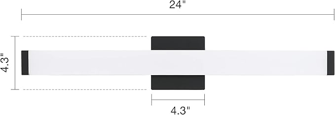 Bathroom Vanity Light Brushed Nickel Square LED 24 inch 14W 4000K Natural White Light Wall Bar Lighting Fixtures Over Mirror (Matte Black, 24in)