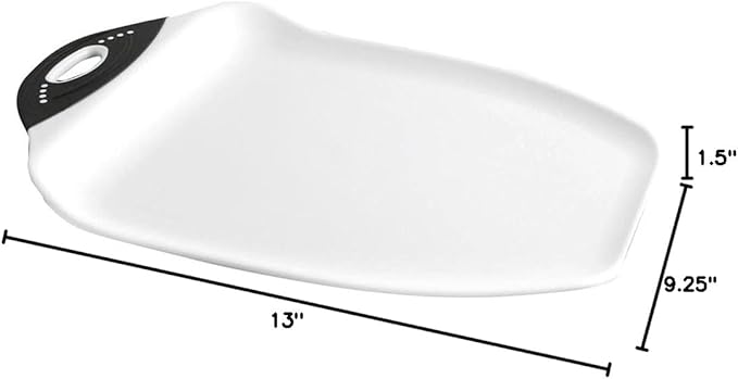 Dexas Chop & Scoop Cutting Board, 9.5 by 13 inches, White with Black Handle