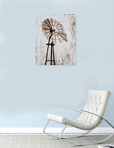 Yihui Arts Rustic Canvas Wall Decor with Textured Modern Vintage Paintings Abstract Windmill Art Contemporary Large Aesthetic Pictures for Farmhouse Living Room Bedroom Dinning Home Decor