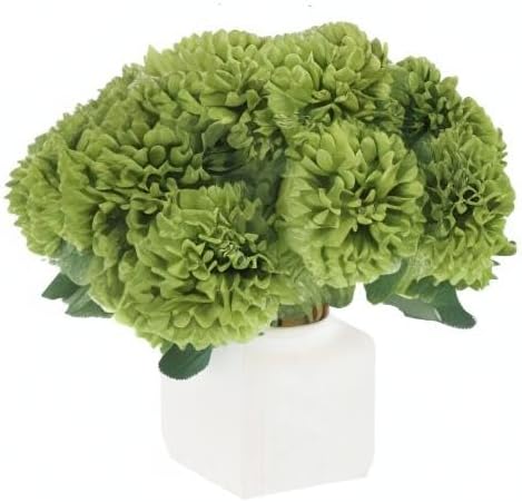 Hananona 12 Pcs Artificial Chrysanthemums Flowers Ball Flower, Fake Mums Flowers Green Silk Flowers for Home Decor Indoor Floral Arrangement St Patricks Day Table Centerpiece (12, Green)