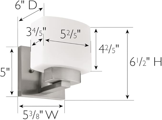 Dove Creek Wall Light Sconce, Satin Nickel Finish, Frosted Glass, Dimmable, for Hallway, Bathroom, Foyer, Bedroom – Design House, 577981