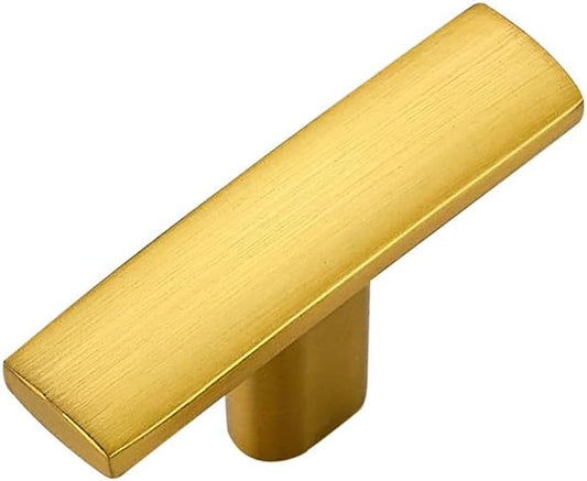 1 Pack Gold Cabinet Knobs - Curved Cabinet Pulls Brushed Brass Knobs for Kitchen Cabinet Drawer Solid Dresser Knobs for Cabinet Hardware 1-3/4in Length Single Hole
