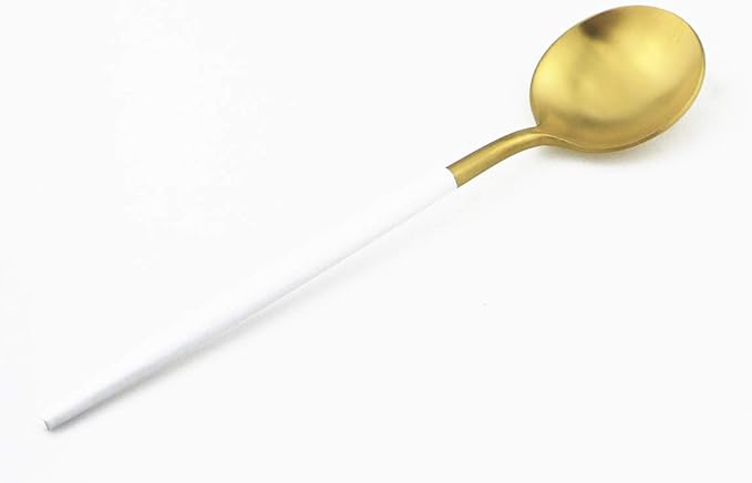 Gugrida White Gold Flatware, Royal 20 Piece Matte White Handle 18/10 Stainless Steel Tableware Sets for 4 Including Forks Spoons Knives, Camping Silverware Travel Utensils Set Cutlery (White Gold)