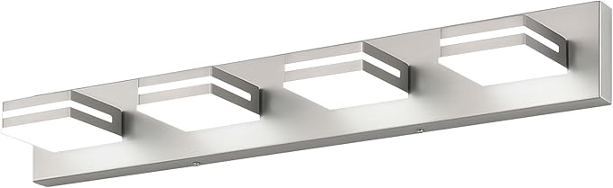 SineRise LED Modern Bathroom Vanity Light Fixtures (4-Light, 30-Inch, Dimmable), Brushed Nickel Modern Acrylic Bathroom Wall Lighting Fixtures Over Mirror (Cool White 6000K)