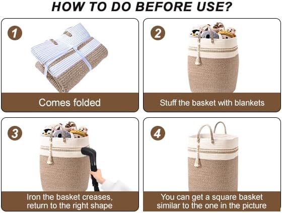 Woven Laundry Basket for Clothes, 80 L Large Rectangle Laundry Hampers with Beads Tassel, Nursery Storage Basket for Toys, Tall Dirty Clothes Hamper for Bedroom Aesthetic, Laundry Room Organization