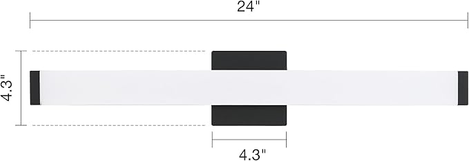 Bathroom Vanity Light Brushed Nickel Square LED 24 inch 14W 4000K Natural White Light Wall Bar Lighting Fixtures Over Mirror (Matte Black, 24 inch 5CCTDimmable)