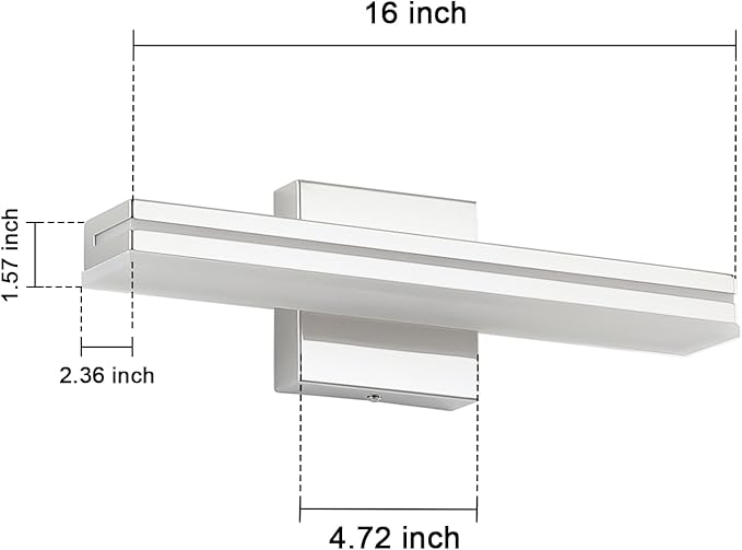 SineRise 16-Inch LED Modern Bathroom Vanity Light Bar, Chrome Modern Acrylic Bathroom Wall Lighting Fixtures Over Mirror (Cool White 6000K)
