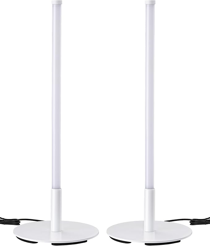 EDISHINE Upgraded LED Table Lamp Set of 2, 16.9" Dimmable Modern Bedside Lamps with Metal Finish & 3 CCT, Minimalist Desk Lamps, White Nightstand Lamp for Bedroom, Living Room, Corner