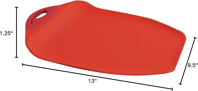 Dexas Chop & Scoop Cutting Board, 9.5 by 13 inches, Solid Red (322-J1795)