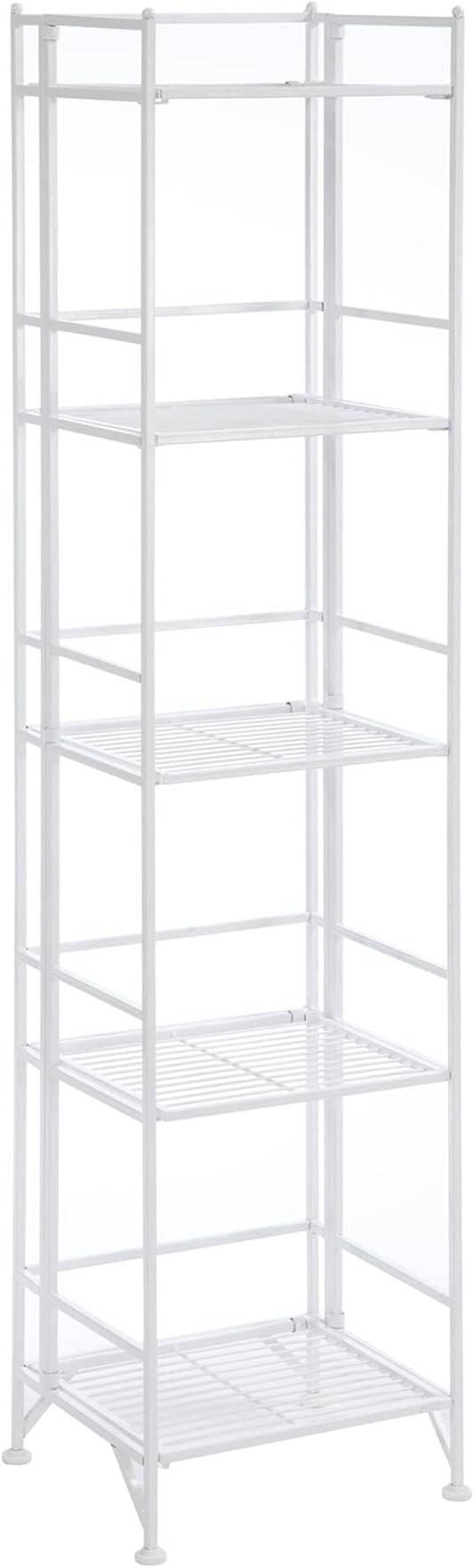 Convenience Concepts Xtra Storage Shelves - 5-Tier Folding Metal Storage Shelves, Closet Organizer for Office, Laundry Room, Bedroom, Garage, Kitchen, Bathroom, White
