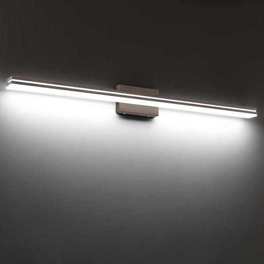 SineRise 48-Inch LED Modern Bathroom Vanity Light Bar, Brown Modern Acrylic Bathroom Wall Lighting Fixtures Over Mirror (Cool White 6000K)