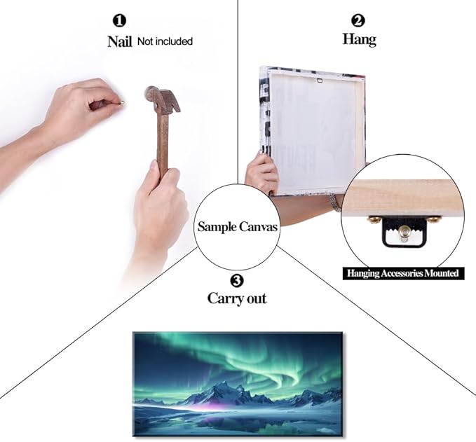 ZESTFLICKR Wall Art canvas prints Aurora Snow Mountain Lake photography Picture Modern Wall Art for romantic gifts Living Room Home Office Decor(20x40inch)