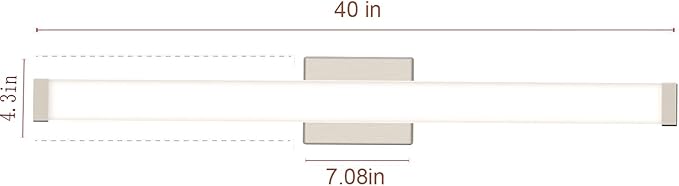 Bathroom Vanity Light Brushed Nickel Square LED 24 inch 14W 4000K Natural White Light Wall Bar Lighting Fixtures Over Mirror (Brushed Nickel, 40in)