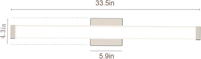 Bathroom Vanity Light Brushed Nickel Square LED 33.5inch 18W 4000K Natural White Light Wall Bar Lighting Fixtures Over Mirror