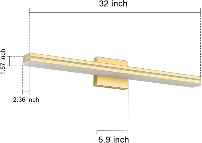 SineRise 32-Inch LED Modern Bathroom Vanity Light Bar, Gold Modern Acrylic Bathroom Wall Lighting Fixtures Over Mirror (Cool White 6000K)