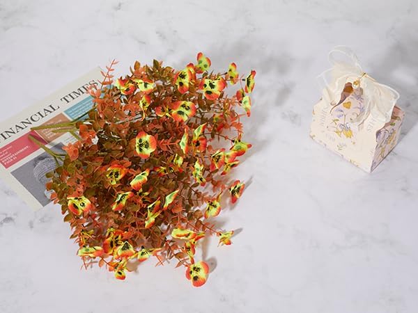 Artificial Fall Flowers for Decoration Fake Flowers Outdoor Artificial Plants, 20 Bundles Faux Mums Autumn Plastic Flower UV Resistant for Porch Patio Home Yard Garden Window Box Pot Planters