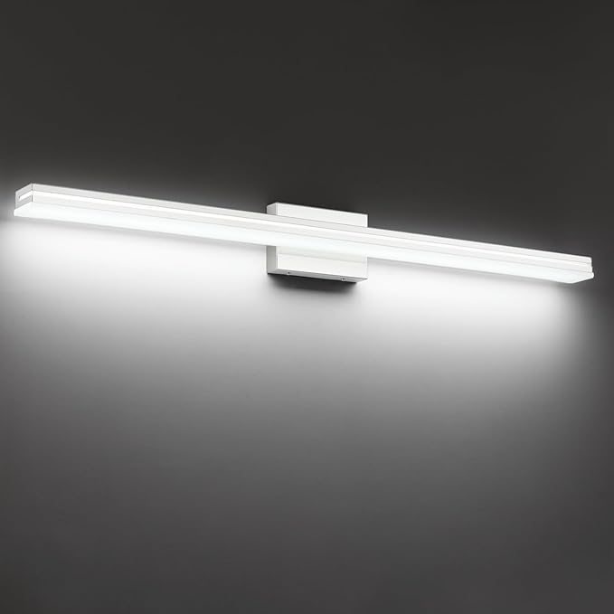 SineRise 48-Inch LED Modern Bathroom Vanity Light Bar, Chrome Modern Acrylic Bathroom Wall Lighting Fixtures Over Mirror (Cool White 6000K)