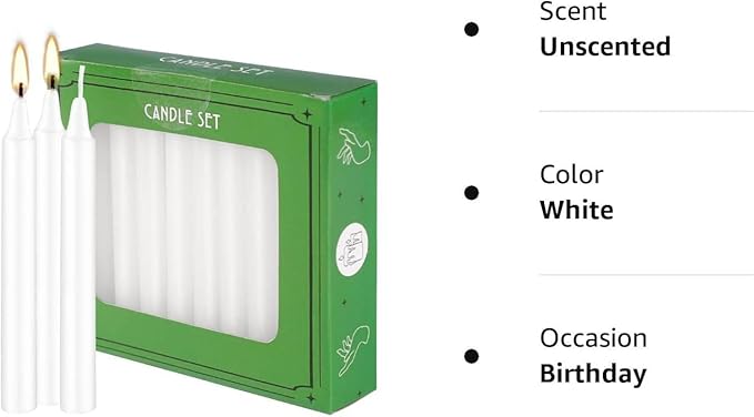 Set of 40 White Candles Mini Unscented Taper Candles for Christmas,Household, Wedding, Rituals, Prayer, Birthdays, Meditation, Altar,Party and Home Décor Candlesticks - 4 Inch Tall