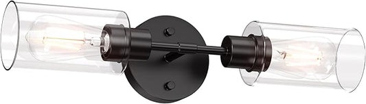 Espird Bathroom Light Fixtures 2 Light Black, Bathroom Vanity Lights Over Mirror, Bathroom Sconces Wall Lighting,Farmhouse Matte Black Bathroom Vanity Light, Modern Vanity Lights with Clear Shades