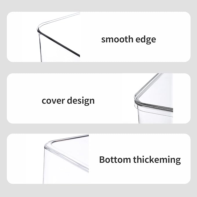 Lidded Plastic Storage Bins Set Clear Desk Basket Box Organizer Kitchen Container Clothes Laundry Closet Cabinet Shelf, Organization and Storage for Shelves Office Bathroom(clear 3XL+2M)