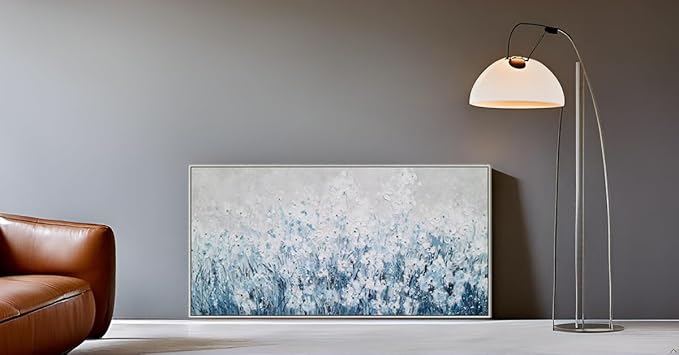 Yihui Arts Blue White Flower Painting - Modern Aesthetic Floral Artwork for Home Decor