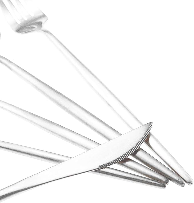 Gugrida Silver Flatware, Royal 20 Piece Luxury Matte Finish 18/10 Stainless Steel Tableware Sets for 4 Including Forks Spoons Knives, Camping Silverware Travel Utensils Set Cutlery (Silver)