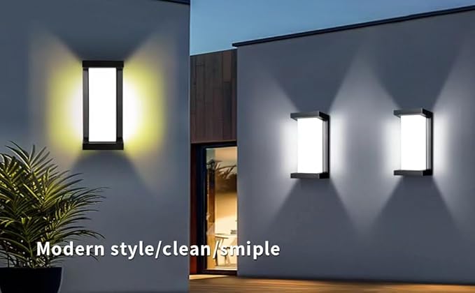 Wrasse Outdoor Sconce Lights 3000K Wall Light Fixtures 2000 Lumen Black Modern Exterior Sconces Wall Lighting for House Outside(2 Pack)