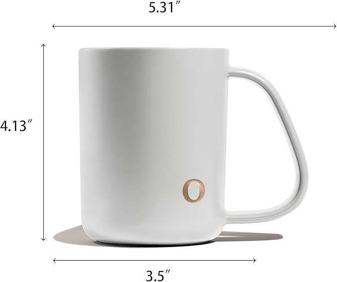 COLLECTIVE HOME - Ergonomic Handle Ceramic Mug, 15 oz Personalized Coffee Cup with Golden Initial, Microwave & Dishwasher Safe, Elegant Monogram Tea Mug in Gift Box for Home & Office (White-o)
