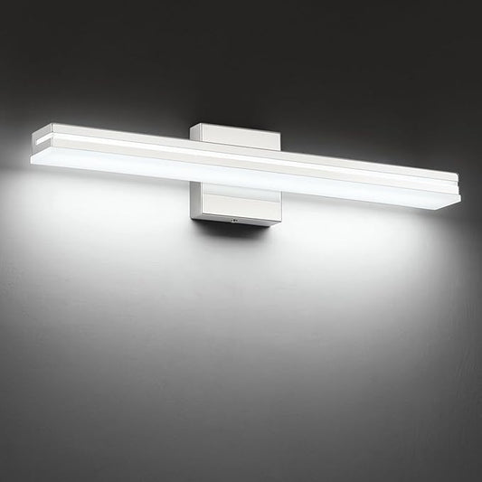 SineRise 24-Inch LED Modern Bathroom Vanity Light Bar, Chrome Modern Acrylic Bathroom Wall Lighting Fixtures Over Mirror (Cool White 6000K)