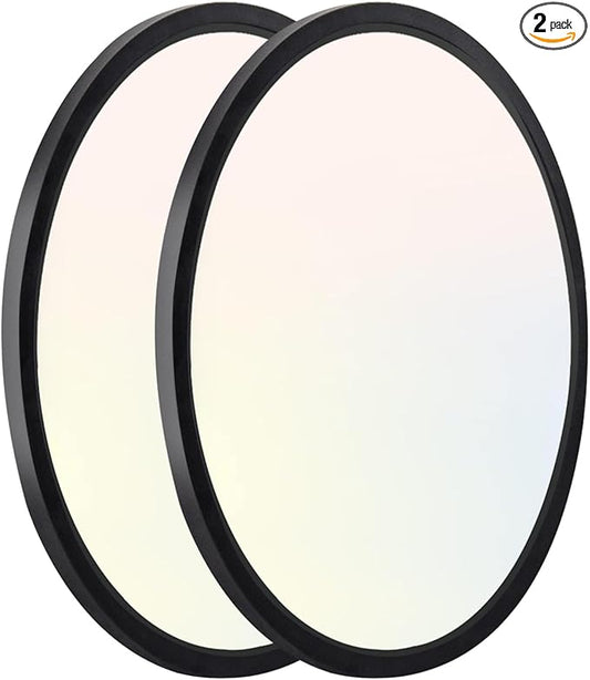 hykolity 2 Pack 9 Inch Selectable CCT LED Round Flat Panel Light, 18W 1800LM 3000K/4000K/5000K, Edge-Lit Flush Mount Ceiling Light Fixture for Kitchen, Bedroom, Laundry and Closet Room,Black