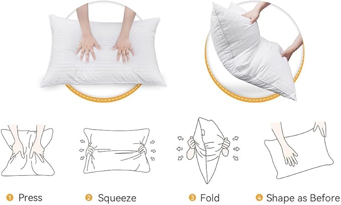 Oubonun King Size Pillows Set of 2 - Fluffy & Supportive Down Alternative Pillows with Zippered Cotton Cover - Breathable and Cool for All Sleeping Positions - Machine Washable - 20"x36"