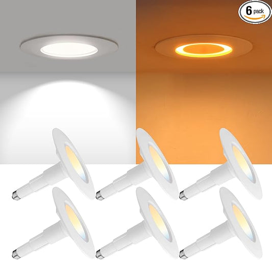 Soliseed 5/6 Inch LED Recessed Lighting with Night Light,5CCT Selectable 2700K-5000K Retrofit Downlight,12W=60W,800LM,Dimmable LED Replacement Can Lights,Easy Install,E26,6 Pack