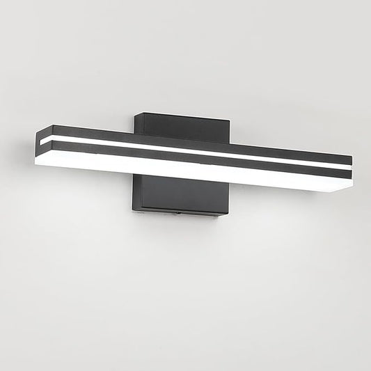 SineRise 16-Inch LED Modern Bathroom Vanity Light Bar, Matte Black Modern Acrylic Bathroom Wall Lighting Fixtures Over Mirror (Cool White 6000K)
